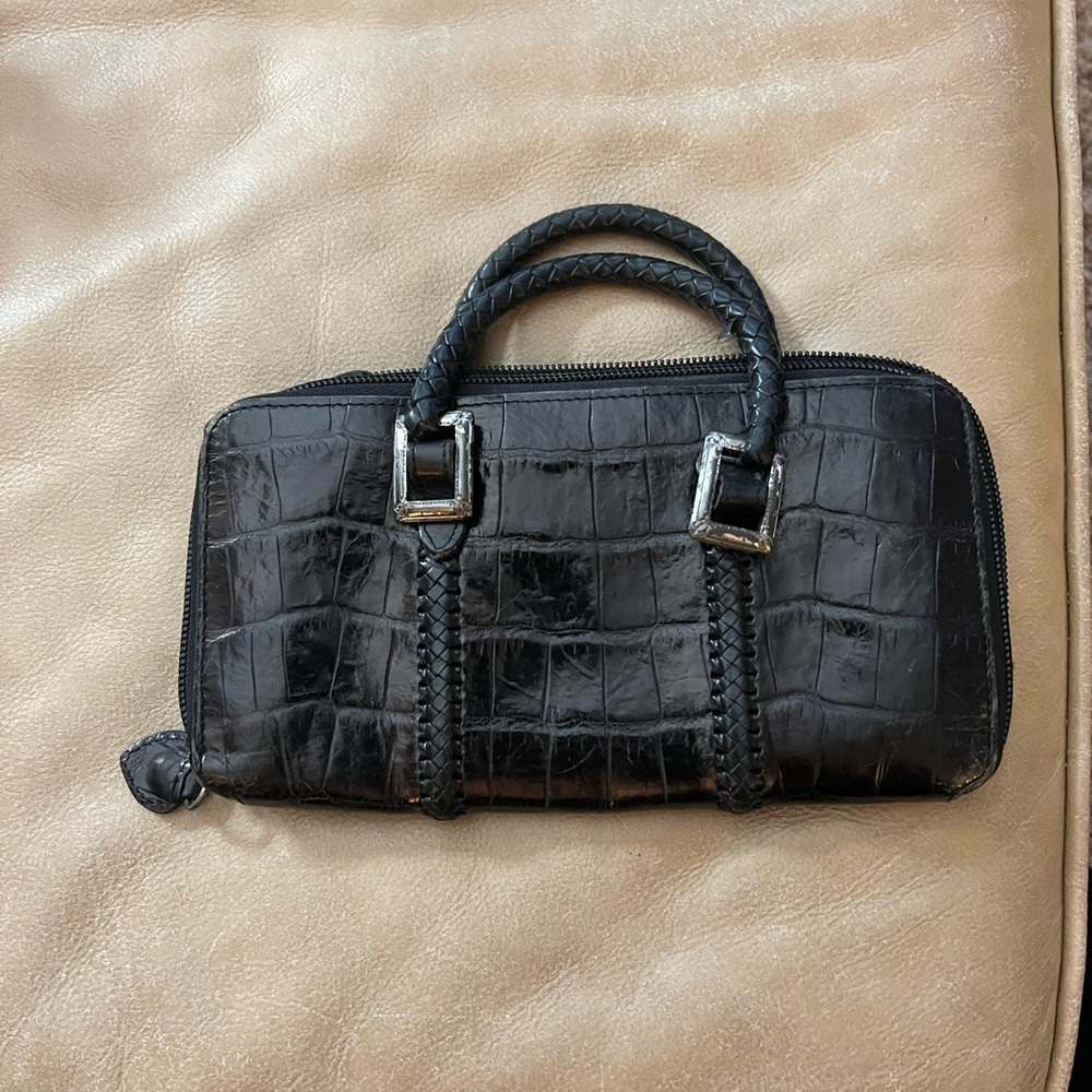 Brighton Gladiola wallet/crossbody bag black croc